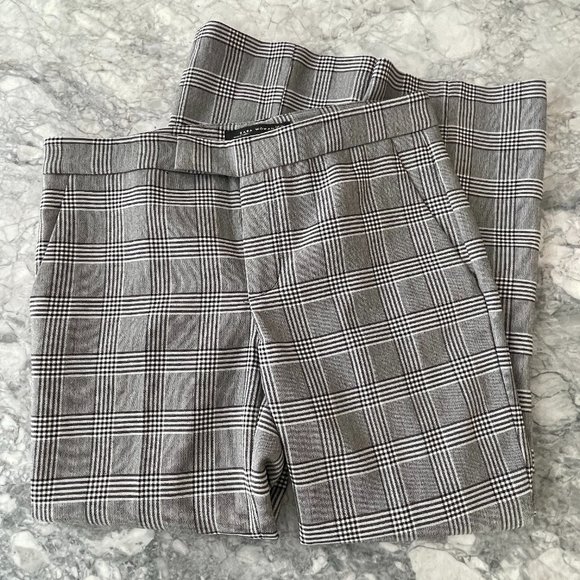 Zara Pants - Zara Checkered Pattern Straight Leg Pants Gray Size 4